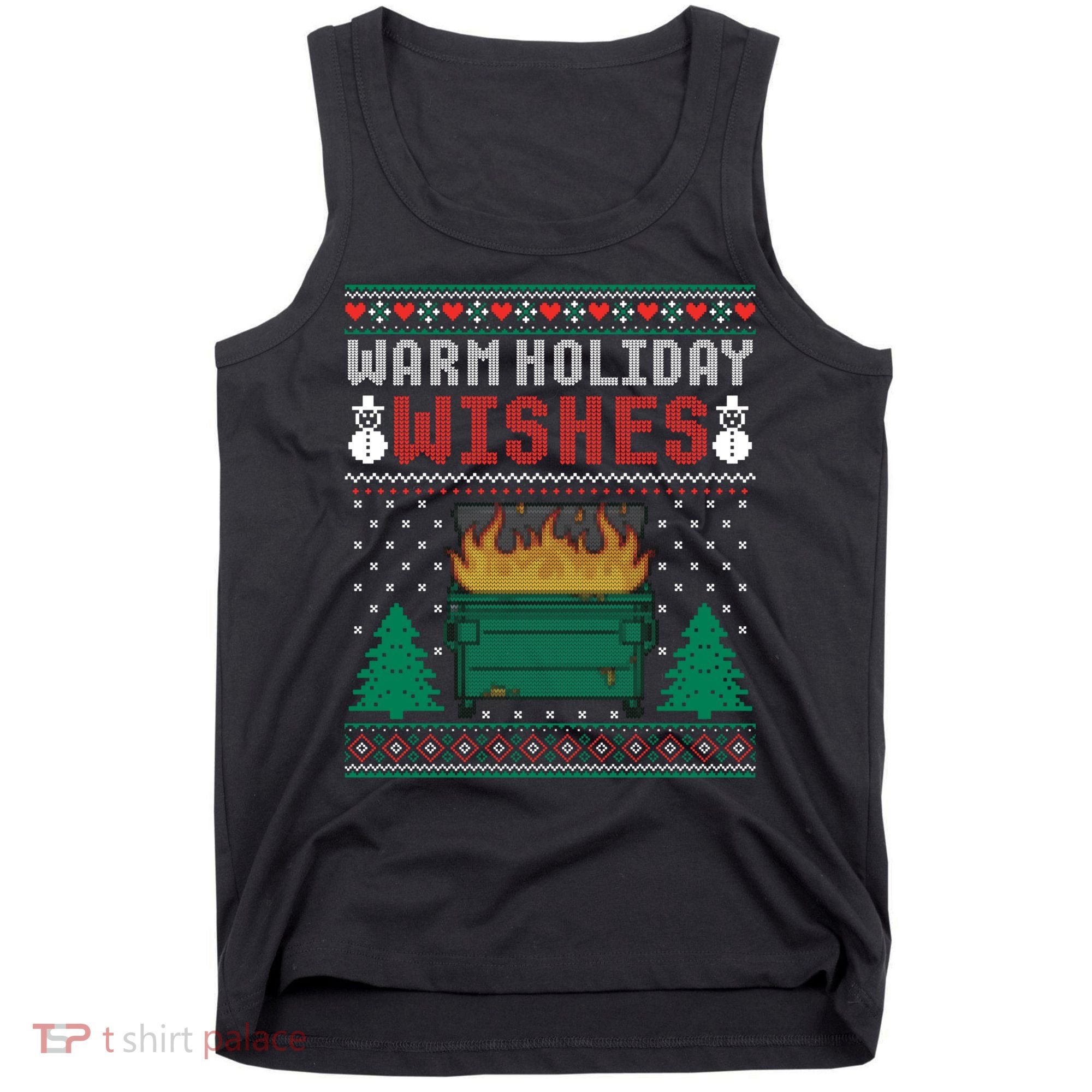Warm Holiday Wishes Christmas Lights Sweater Dumpster Fire Tank Top