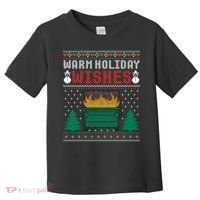 Warm Holiday Wishes Christmas Lights Sweater Dumpster Fire Toddler T-Shirt thumb 0