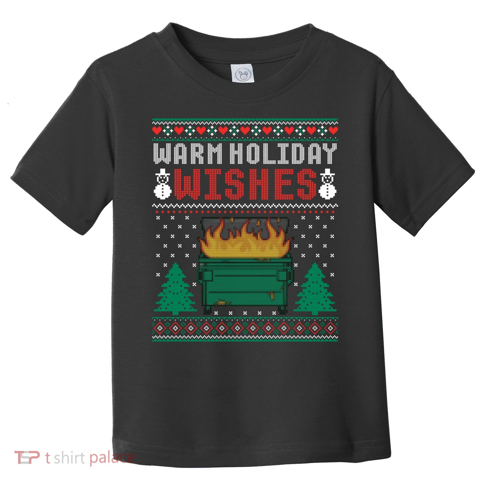 Warm Holiday Wishes Christmas Lights Sweater Dumpster Fire Toddler T-Shirt