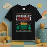 Warm Holiday Wishes Christmas Lights Sweater Dumpster Fire Toddler T-Shirt thumb 3