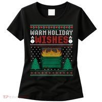 Warm Holiday Wishes Christmas Lights Sweater Dumpster Fire Women's T-Shirt thumb 0