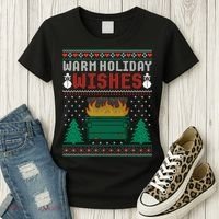 Warm Holiday Wishes Christmas Lights Sweater Dumpster Fire Women's T-Shirt thumb 3