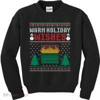 Warm Holiday Wishes Christmas Lights Sweater Dumpster Fire Kids Sweatshirt thumb 0