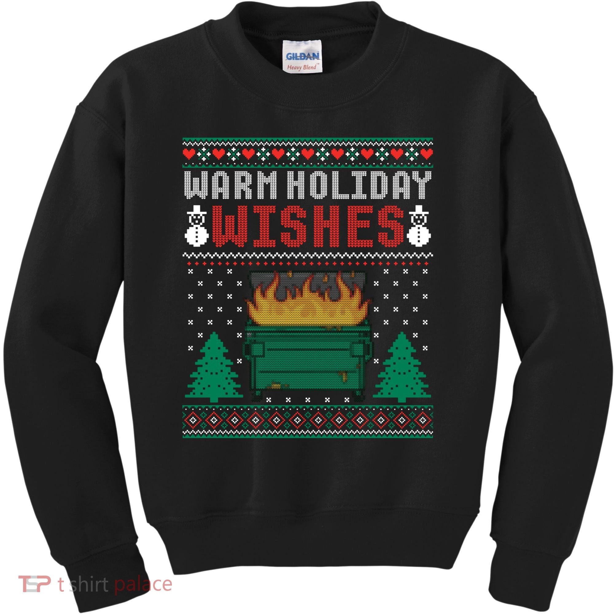 Warm Holiday Wishes Christmas Lights Sweater Dumpster Fire Kids Sweatshirt