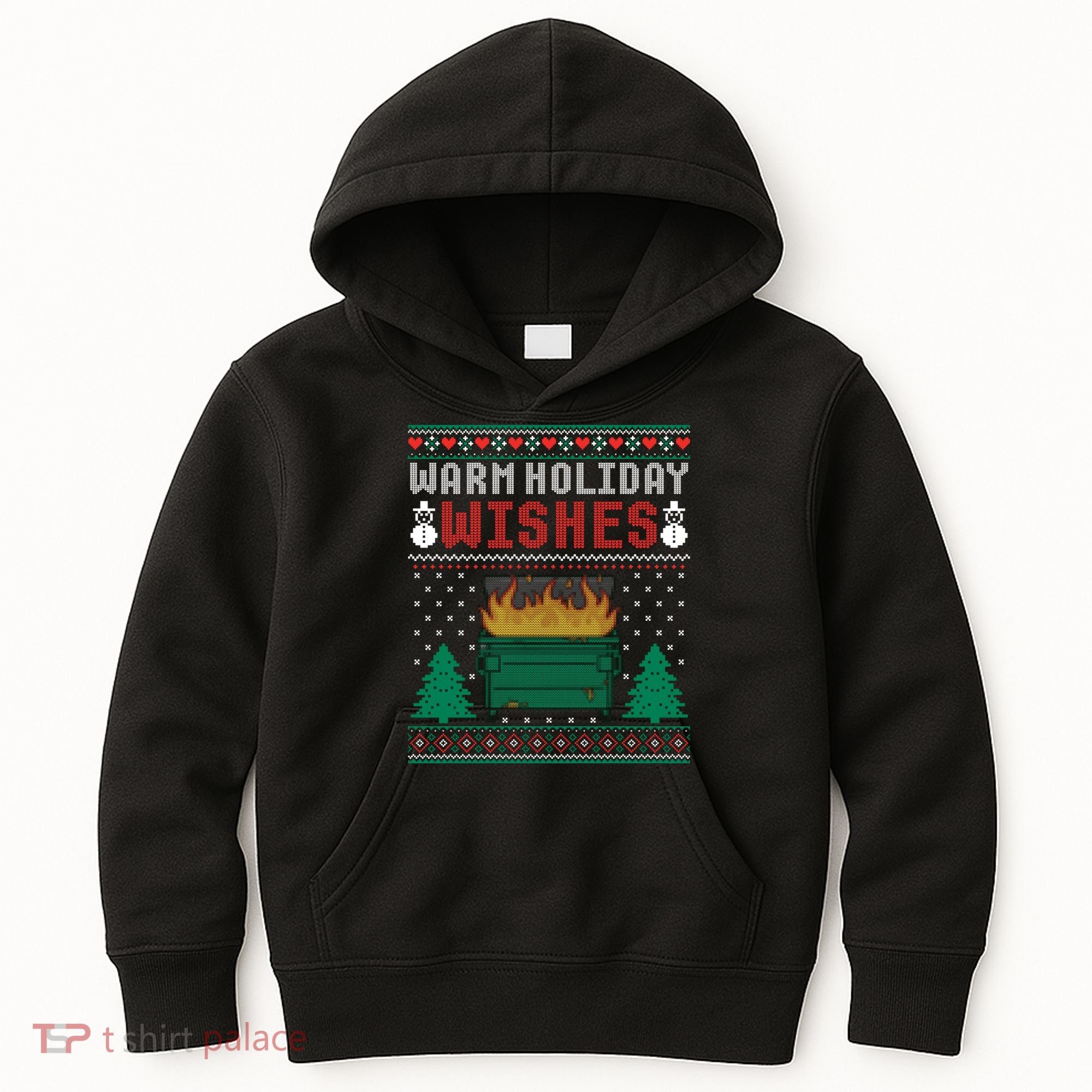 Warm Holiday Wishes Christmas Lights Sweater Dumpster Fire Kids Hoodie