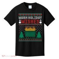Warm Holiday Wishes Christmas Lights Sweater Dumpster Fire Kids T-Shirt thumb 0