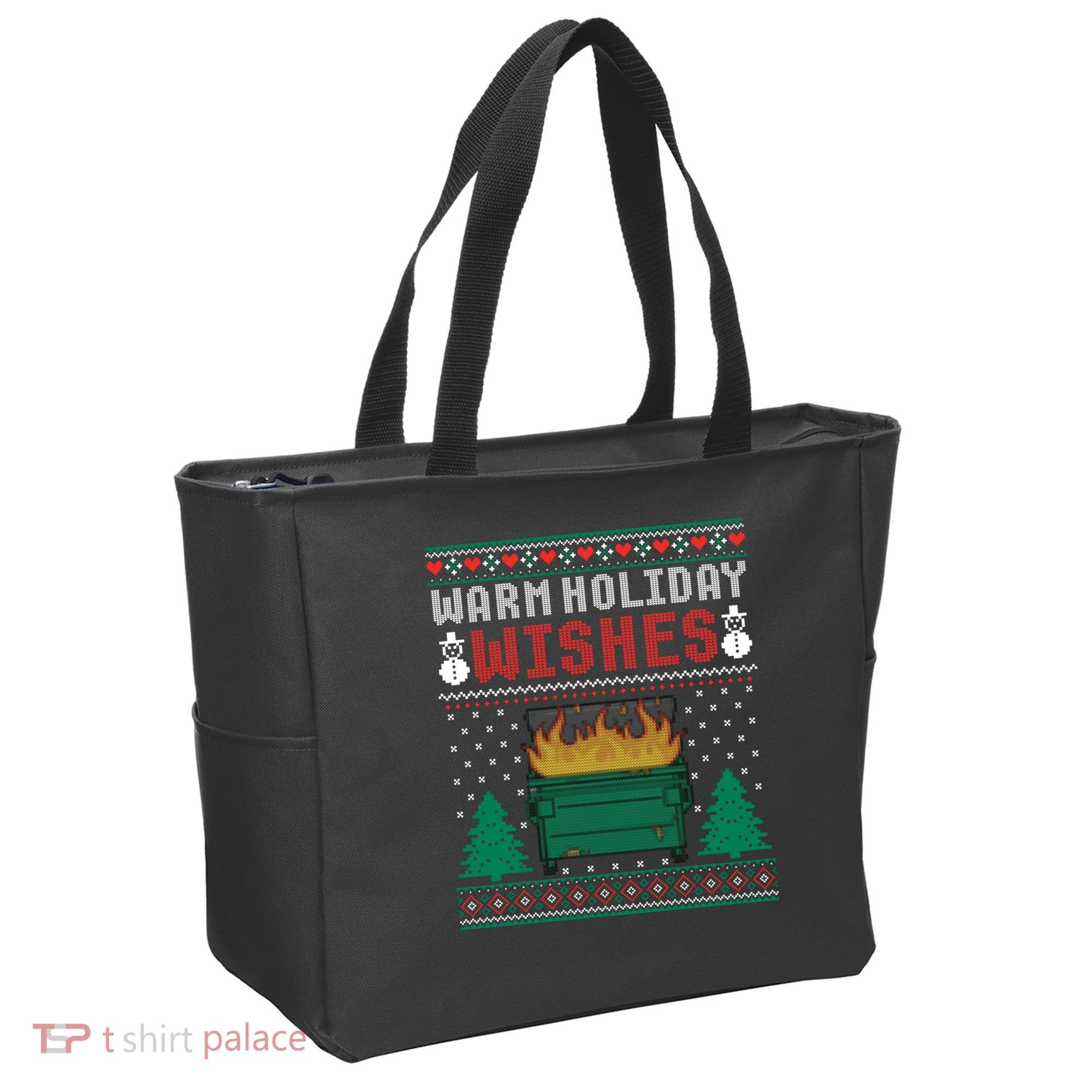 Warm Holiday Wishes Christmas Lights Sweater Dumpster Fire Tote Bag