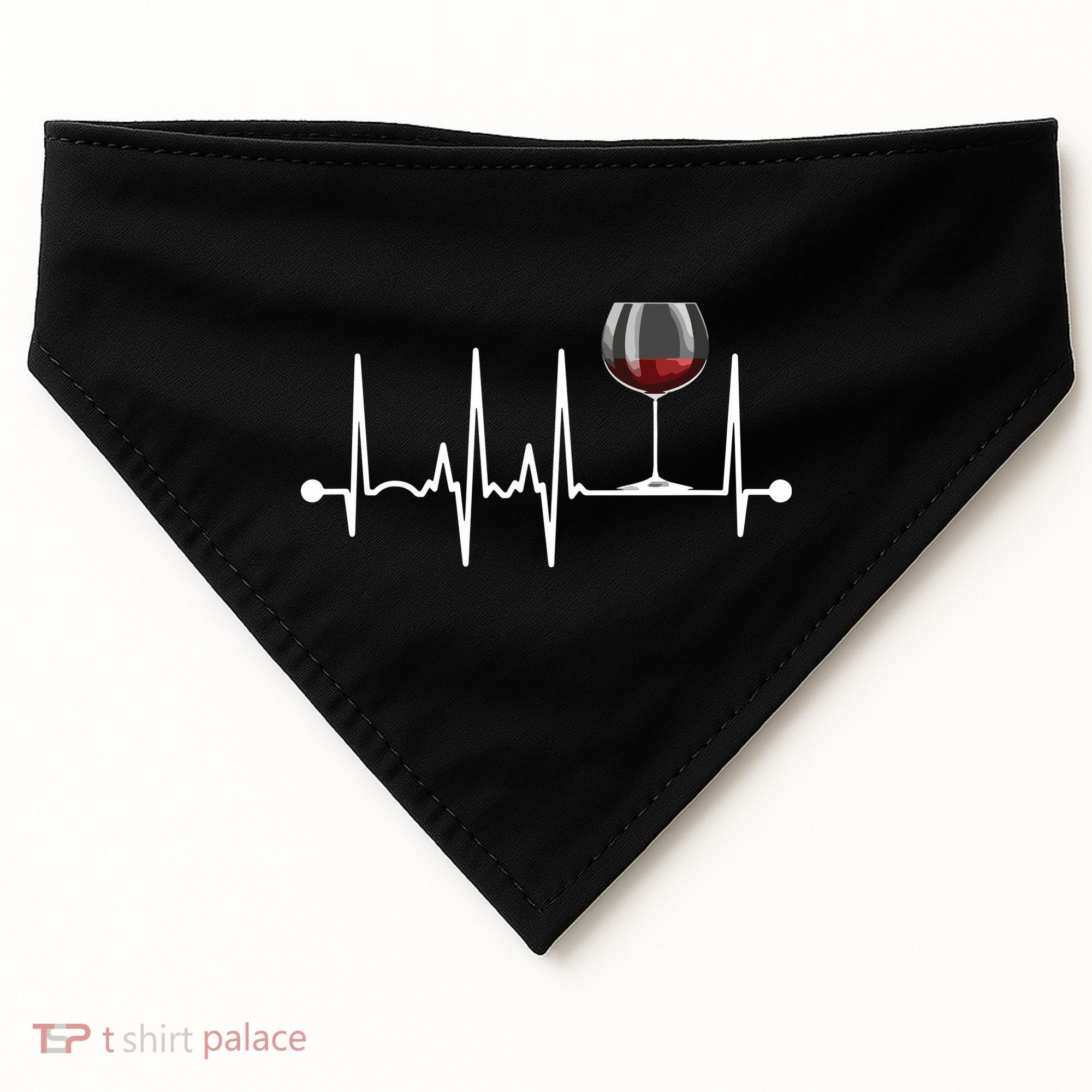 Wine Heartbeat Wine Drinker Lover Tasting Gift Wine Glass USA-Made Doggie Bandana