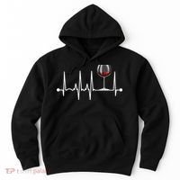Wine Heartbeat Wine Drinker Lover Tasting Gift Wine Glass Hoodie thumb 0