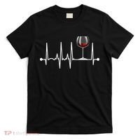 Wine Heartbeat Wine Drinker Lover Tasting Gift Wine Glass T-Shirt thumb 0