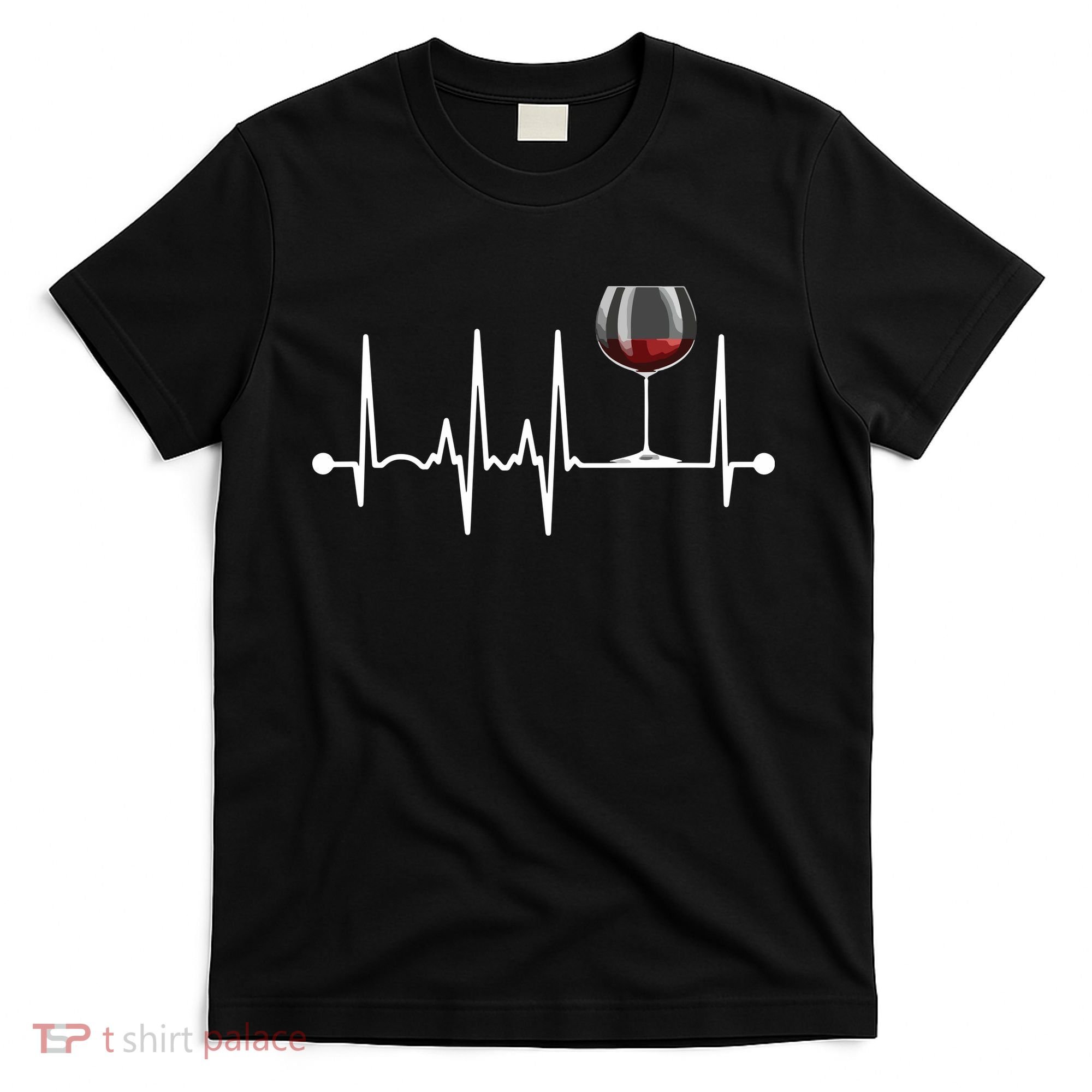 Wine Heartbeat Wine Drinker Lover Tasting Gift Wine Glass T-Shirt