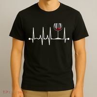 Wine Heartbeat Wine Drinker Lover Tasting Gift Wine Glass T-Shirt thumb 3