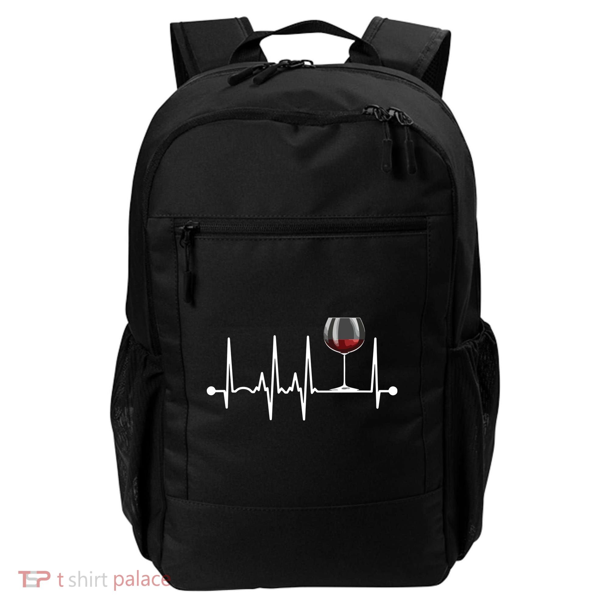 Wine Heartbeat Wine Drinker Lover Tasting Gift Wine Glass Backpack
