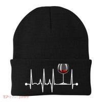 Wine Heartbeat Wine Drinker Lover Tasting Gift Wine Glass Beanie thumb 0