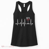 Wine Heartbeat Wine Drinker Lover Tasting Gift Wine Glass Women's Tank Top thumb 0