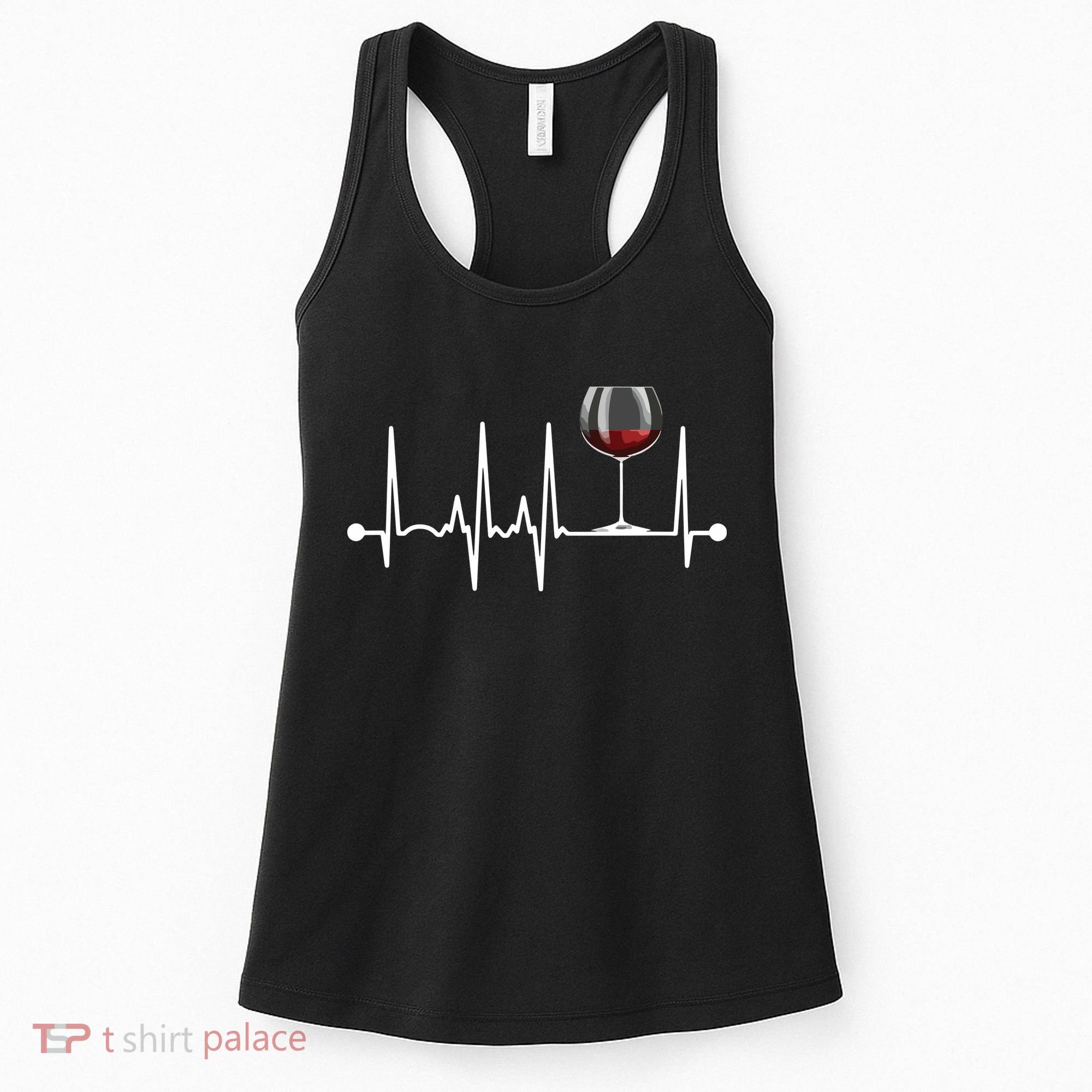 Wine Heartbeat Wine Drinker Lover Tasting Gift Wine Glass Women's Tank Top