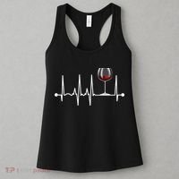 Wine Heartbeat Wine Drinker Lover Tasting Gift Wine Glass Women's Tank Top thumb 3