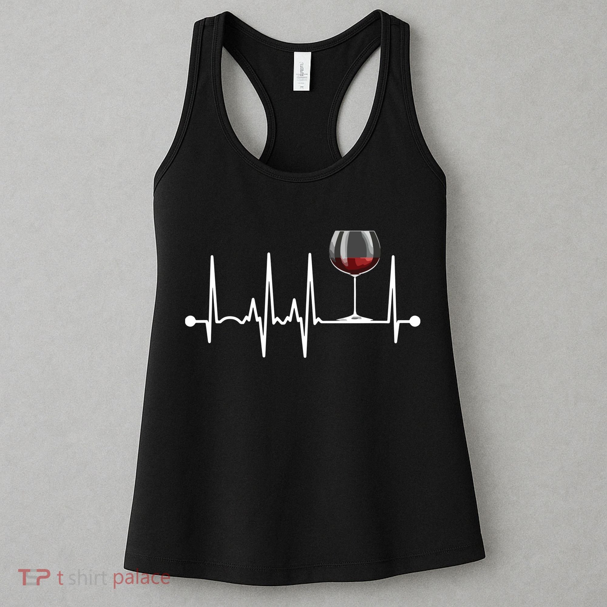 Wine Heartbeat Wine Drinker Lover Tasting Gift Wine Glass Women's Tank Top