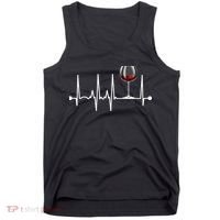 Wine Heartbeat Wine Drinker Lover Tasting Gift Wine Glass Tank Top thumb 0