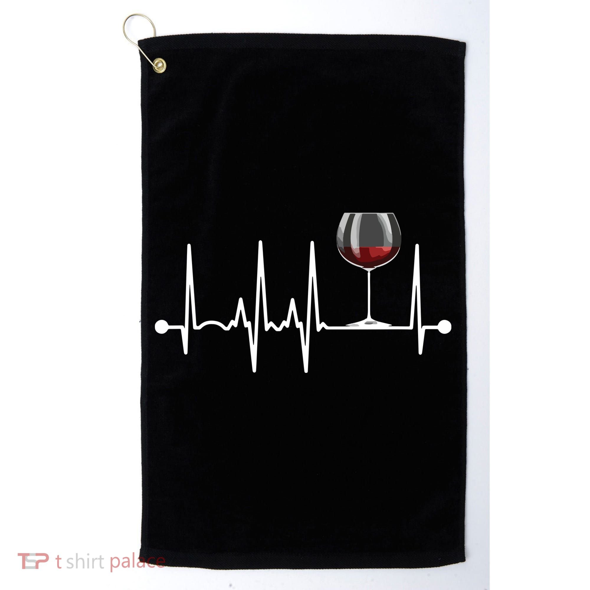 Wine Heartbeat Wine Drinker Lover Tasting Gift Wine Glass Golf Towel