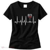 Wine Heartbeat Wine Drinker Lover Tasting Gift Wine Glass Women's T-Shirt thumb 0