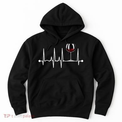 Wine Heartbeat Wine Drinker Lover Tasting Gift Wine Glass Hoodie