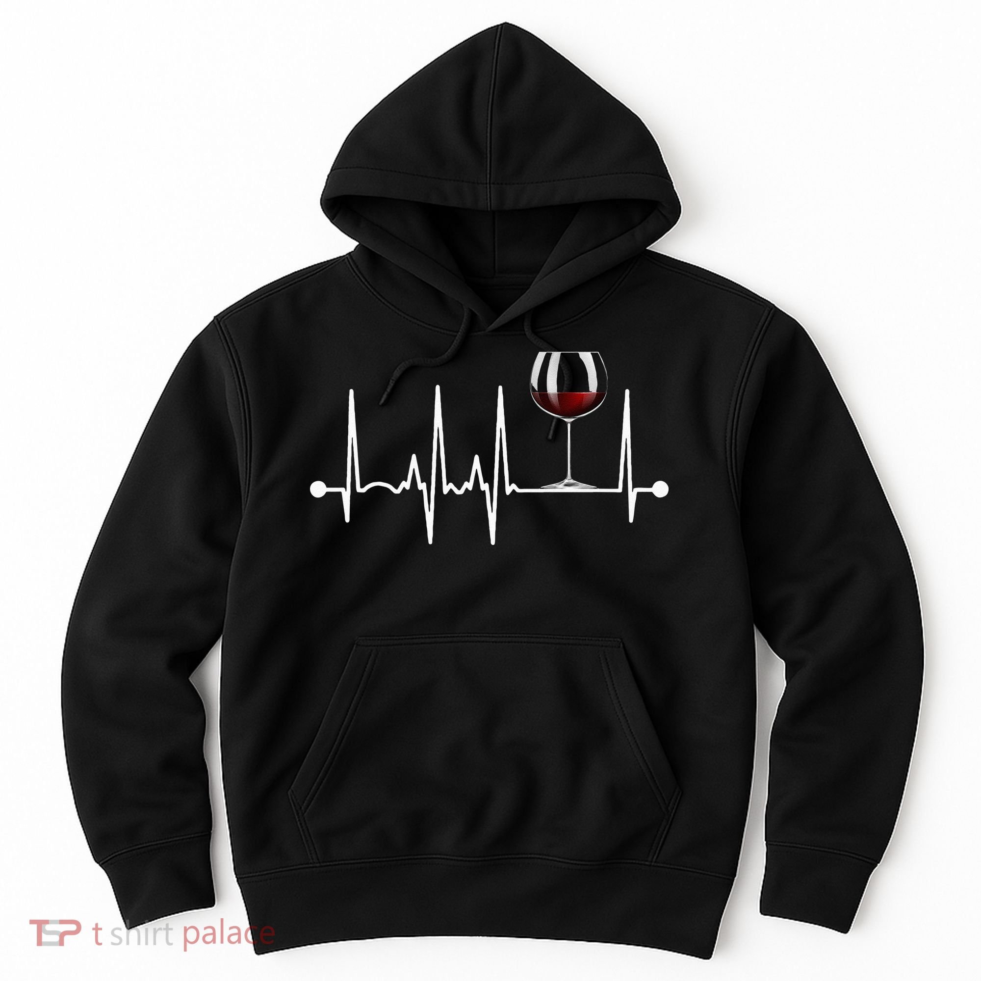 Wine Heartbeat Wine Drinker Lover Tasting Gift Wine Glass Hoodie