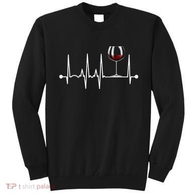 Wine Heartbeat Wine Drinker Lover Tasting Gift Wine Glass Sweatshirt