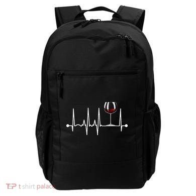 Wine Heartbeat Wine Drinker Lover Tasting Gift Wine Glass Backpack
