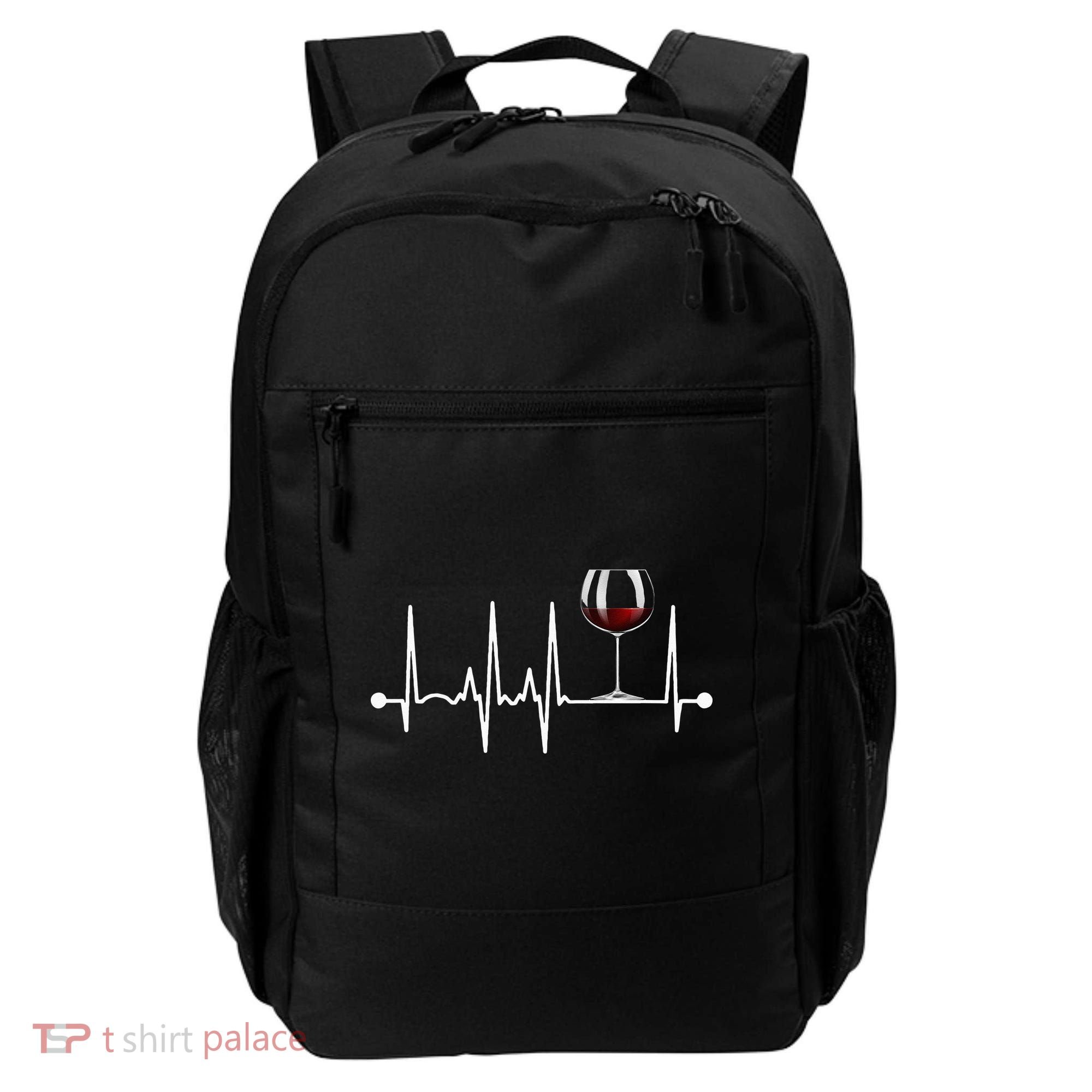 Wine Heartbeat Wine Drinker Lover Tasting Gift Wine Glass Backpack