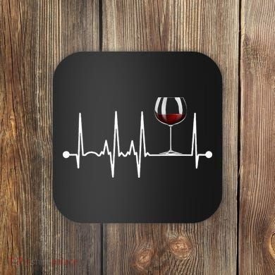 Wine Heartbeat Wine Drinker Lover Tasting Gift Wine Glass Coaster