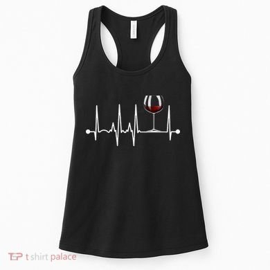 Wine Heartbeat Wine Drinker Lover Tasting Gift Wine Glass Women's Tank Top