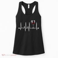 Wine Heartbeat Wine Drinker Lover Tasting Gift Wine Glass Women's Tank Top thumb 0