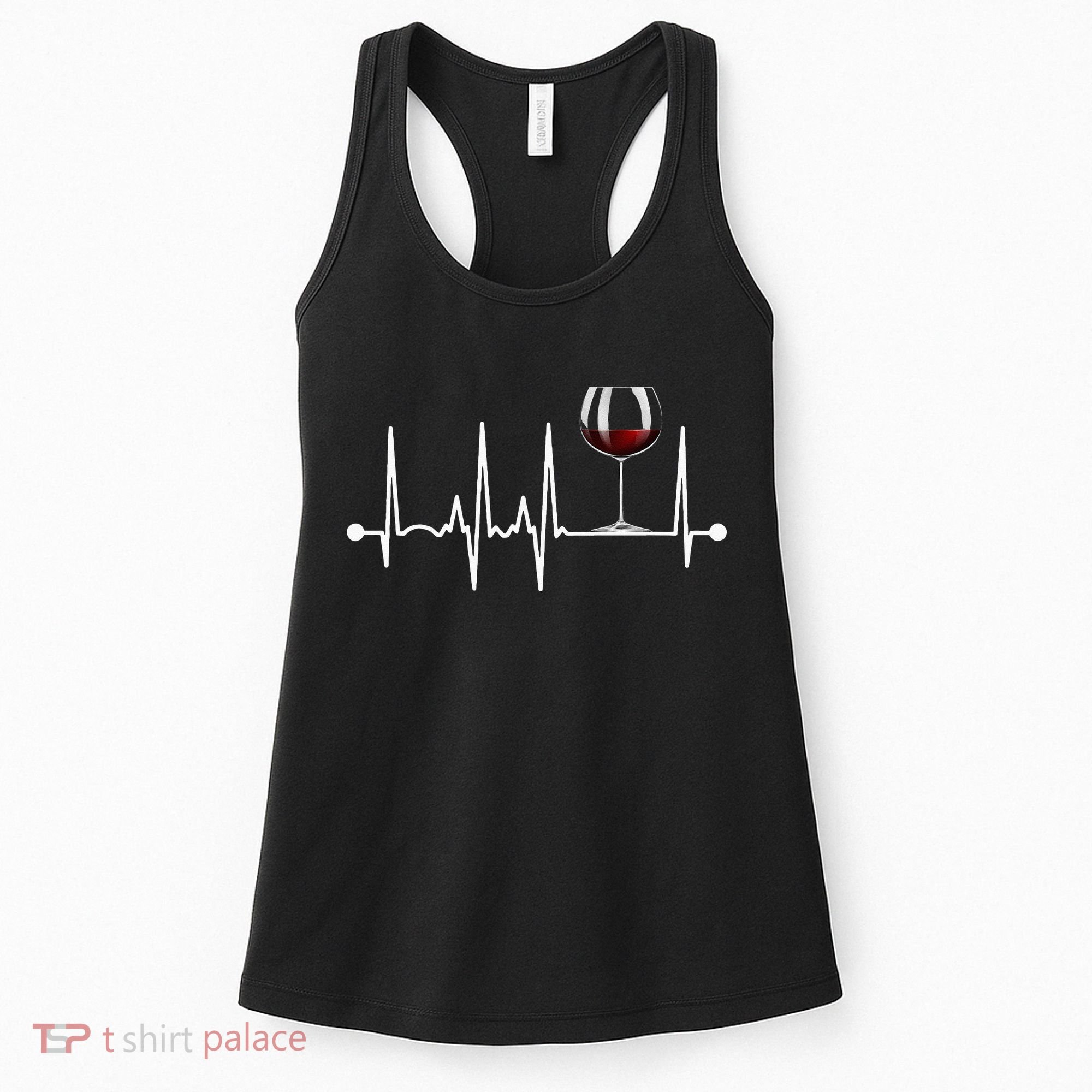 Wine Heartbeat Wine Drinker Lover Tasting Gift Wine Glass Women's Tank Top