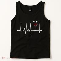 Wine Heartbeat Wine Drinker Lover Tasting Gift Wine Glass Tank Top thumb 2