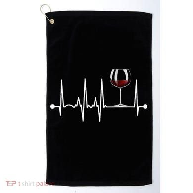 Wine Heartbeat Wine Drinker Lover Tasting Gift Wine Glass Golf Towel