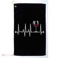 Wine Heartbeat Wine Drinker Lover Tasting Gift Wine Glass Golf Towel thumb 0