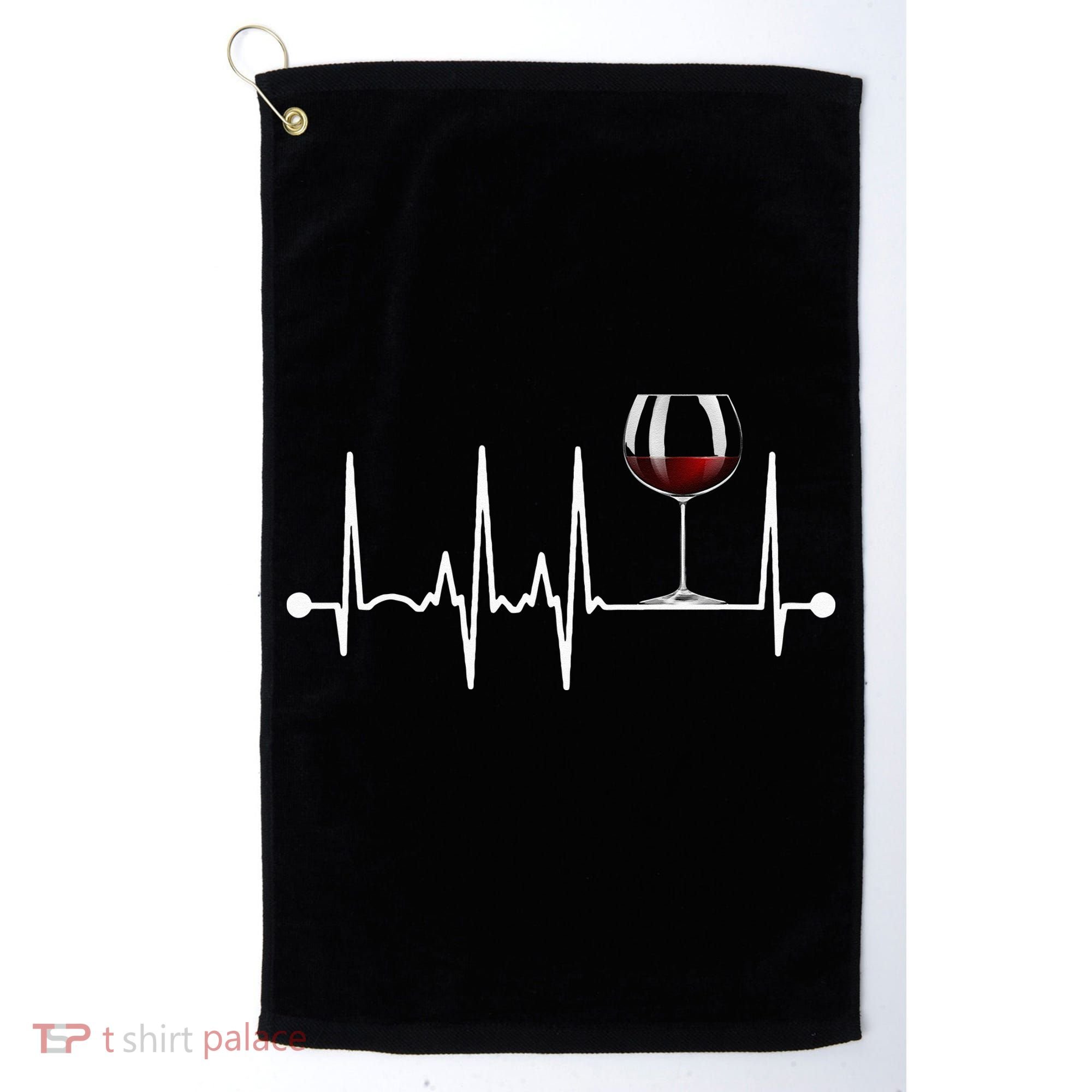 Wine Heartbeat Wine Drinker Lover Tasting Gift Wine Glass Golf Towel