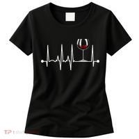 Wine Heartbeat Wine Drinker Lover Tasting Gift Wine Glass Women's T-Shirt thumb 0