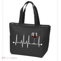 Wine Heartbeat Wine Drinker Lover Tasting Gift Wine Glass Tote Bag thumb 3