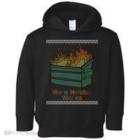 Warm Holiday Wishes Trash Can Flame Ugly Christmas Toddler Hoodie thumb 0