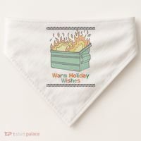 Warm Holiday Wishes Trash Can Flame Ugly Christmas USA-Made Doggie Bandana thumb 0