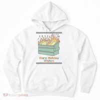 Warm Holiday Wishes Trash Can Flame Ugly Christmas Hoodie thumb 0