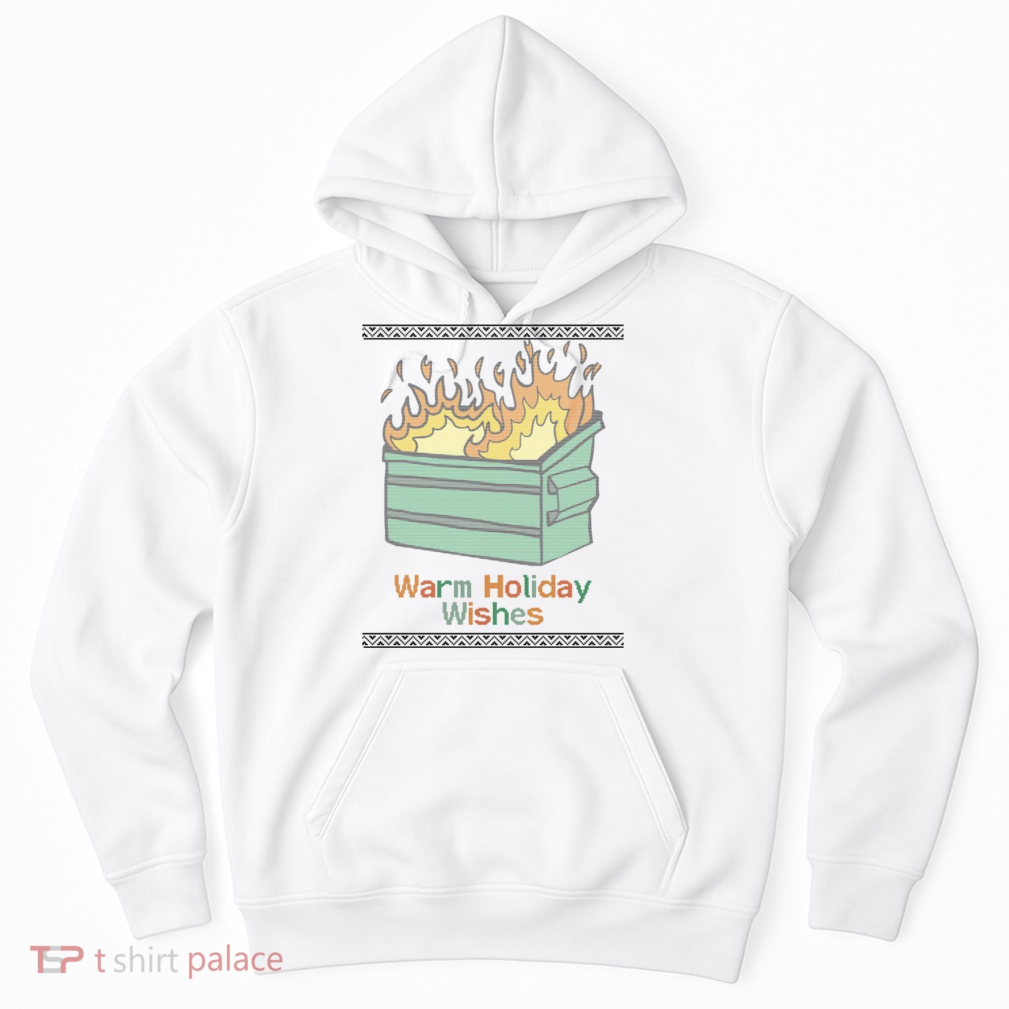 Warm Holiday Wishes Trash Can Flame Ugly Christmas Hoodie