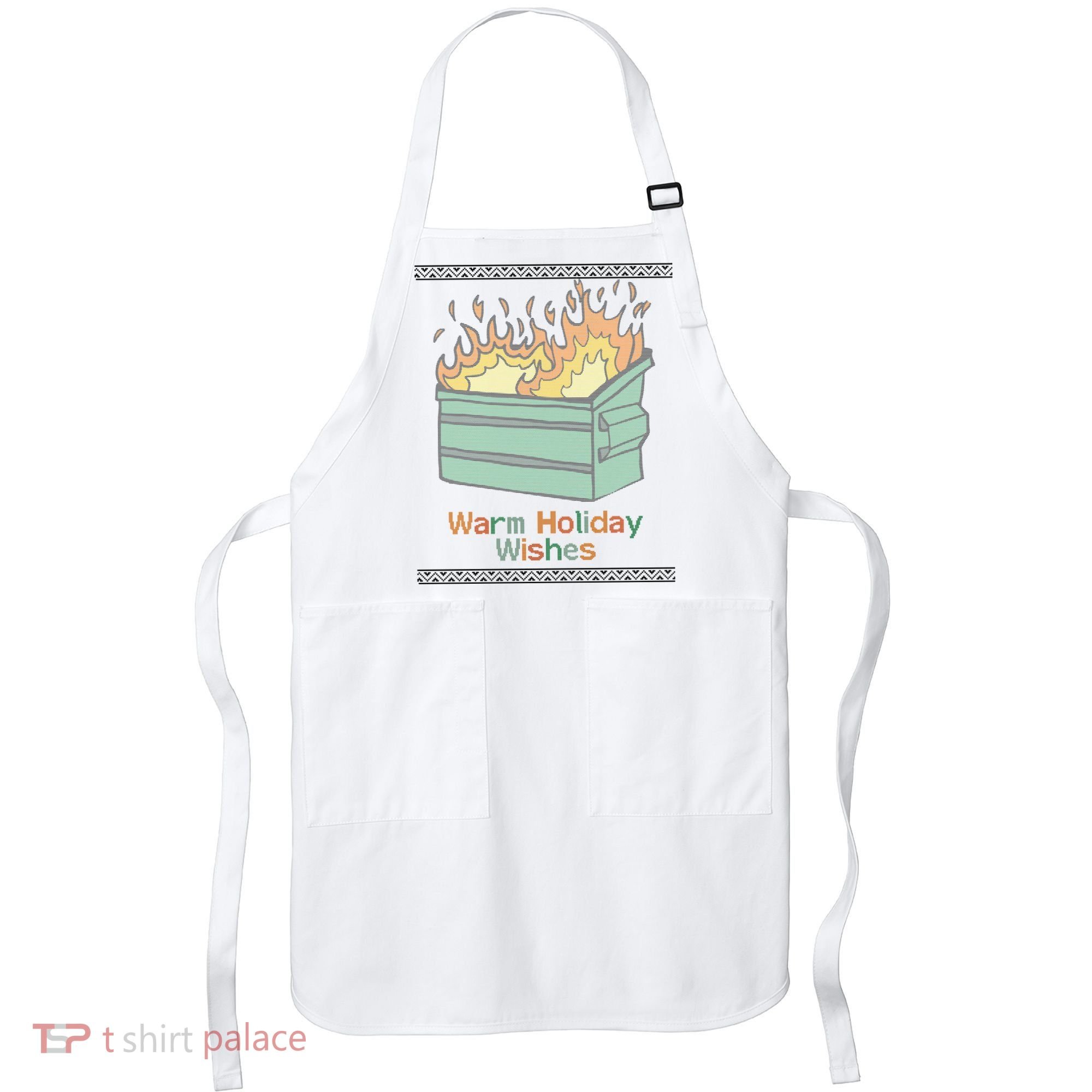 Warm Holiday Wishes Trash Can Flame Ugly Christmas Apron