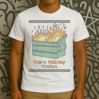 Warm Holiday Wishes Trash Can Flame Ugly Christmas T-Shirt thumb 3