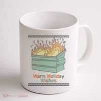 Warm Holiday Wishes Trash Can Flame Ugly Christmas Coffee Mug thumb 1