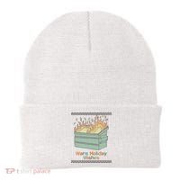 Warm Holiday Wishes Trash Can Flame Ugly Christmas Beanie thumb 0