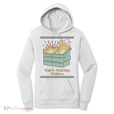Warm Holiday Wishes Trash Can Flame Ugly Christmas Women's Hoodie