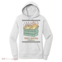 Warm Holiday Wishes Trash Can Flame Ugly Christmas Women's Hoodie thumb 0